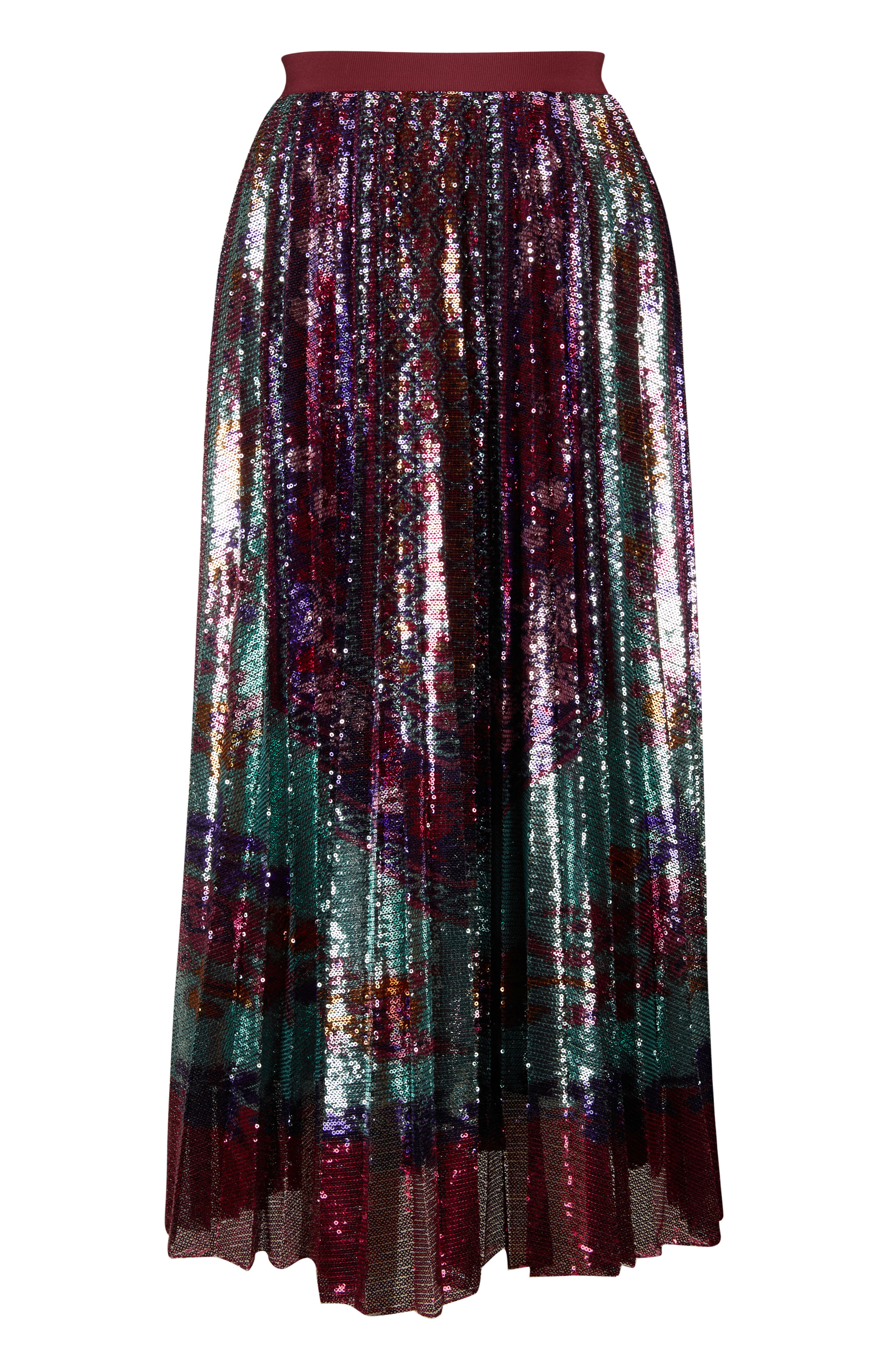 La DoubleJ - Turquoise Paillettes Placée Accordion Skirt - view 1