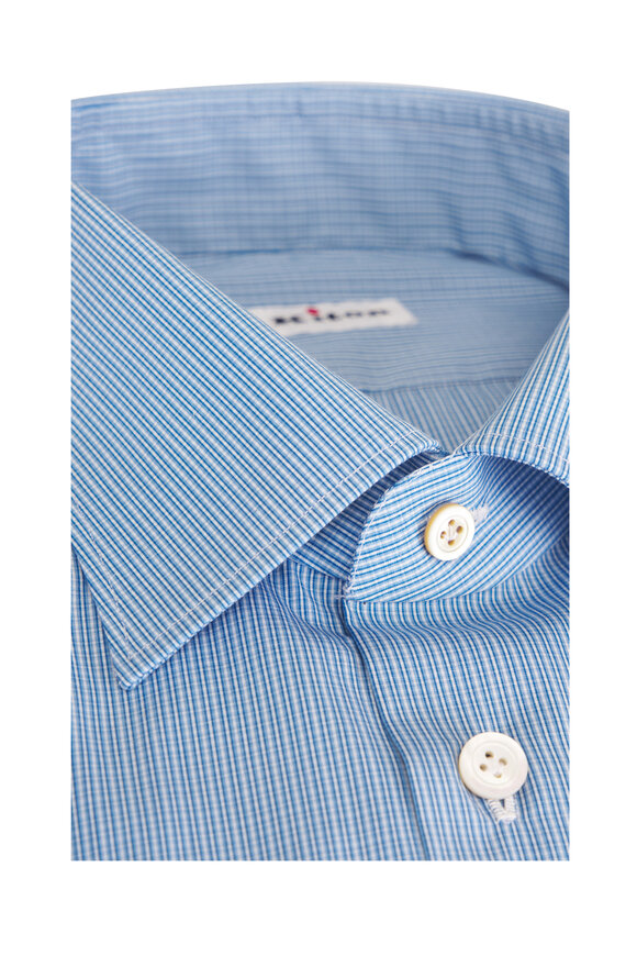Kiton Blue Stripe Cotton Dress Shirt - view 2