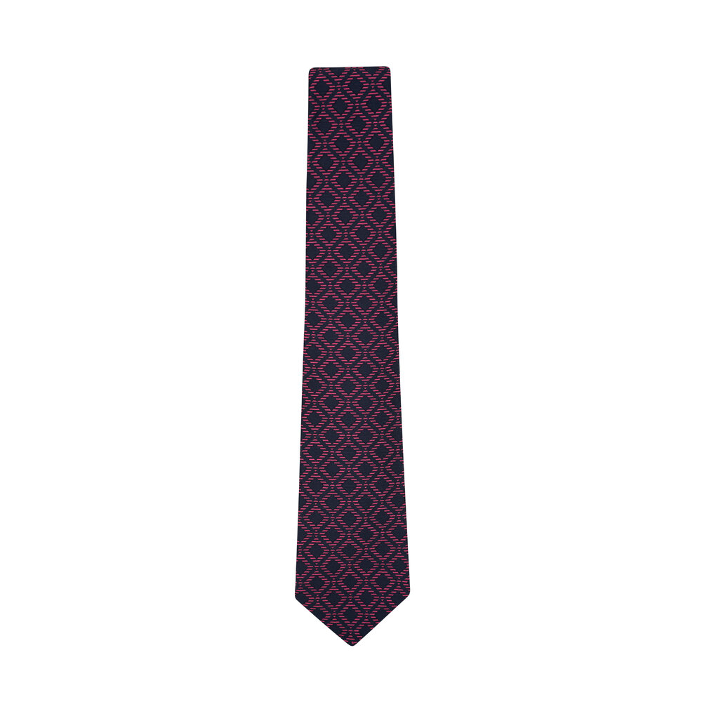 Kiton - Pink Geometric Print Silk Necktie | Mitchell Stores