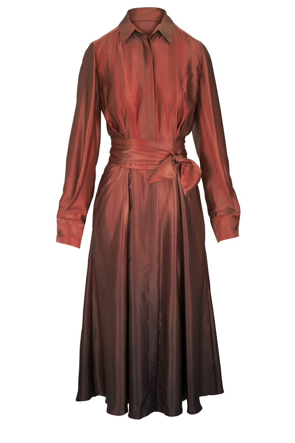 ワンピース KITON SILK DRESS Kiton - Black Silk Belted Maxi Shirt Dress | Mitchell Stores