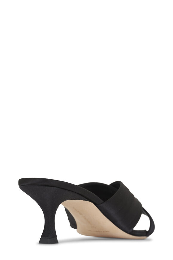 Manolo Blahnik Vieramul Black Satin Sandal, 50mm - view 4