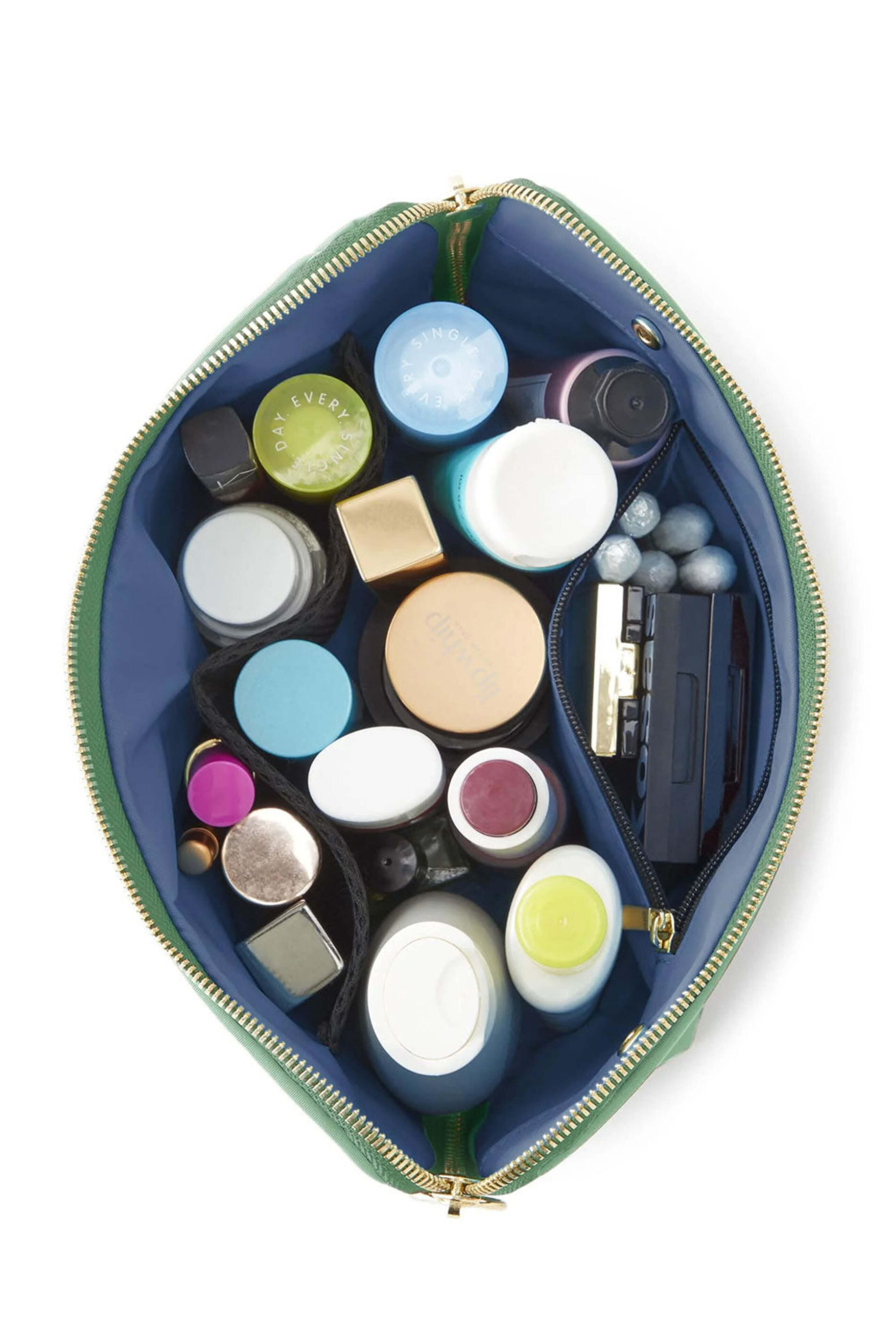 Kusshi - Medium Signature Makeup Bag in Green and Blue