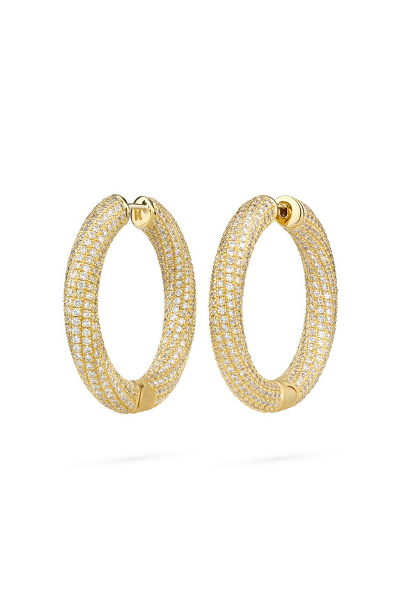 Paul Morelli 18k Yellow Gold Ultimate Full Pave Diamond Hoop - view 1