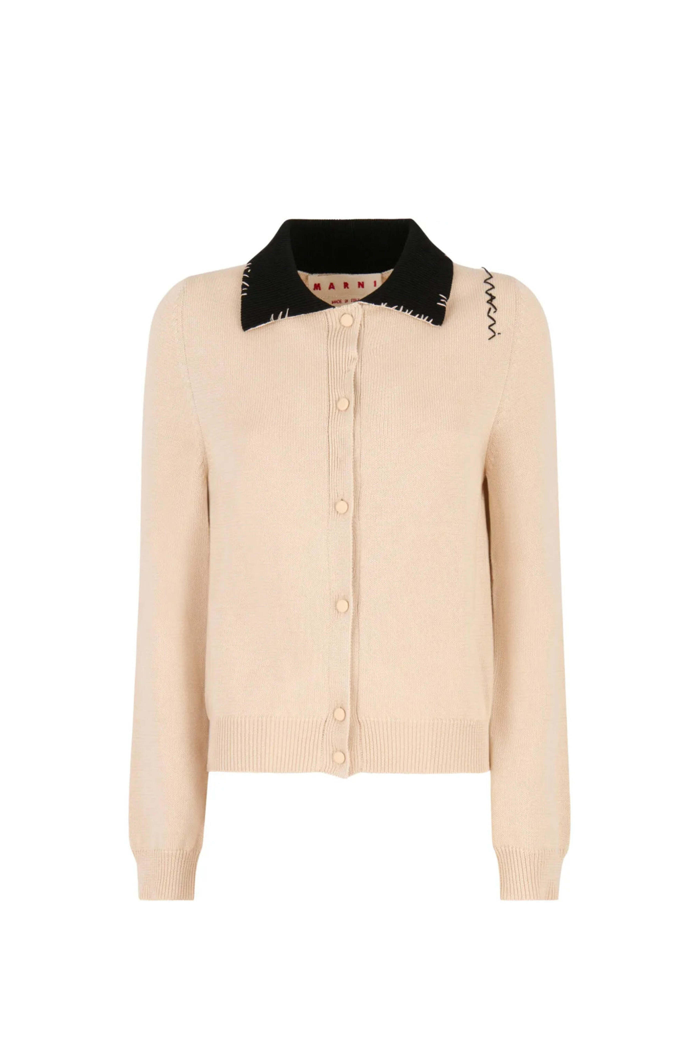 MARNI - MARNI ブラウス CARVEN Chloe Celine mame Marni - Pale Peach Contrast Collar Cardigan | Mitchell Stores