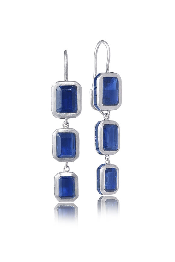 Nam Cho Bezel Triple Drop Sapphire Earrings