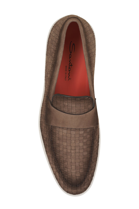 Santoni Dowdy Wave Sand Woven Suede Loafer - view 4