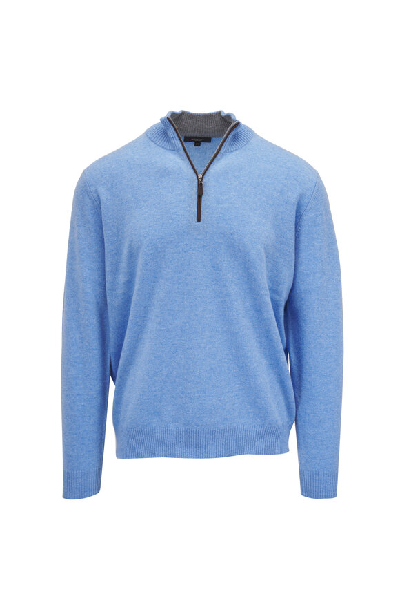 Fedeli - Light Blue Cashmere & Linen Crewneck Sweater Fedeli - Light Blue Cashmere & Linen Crewneck Sweater