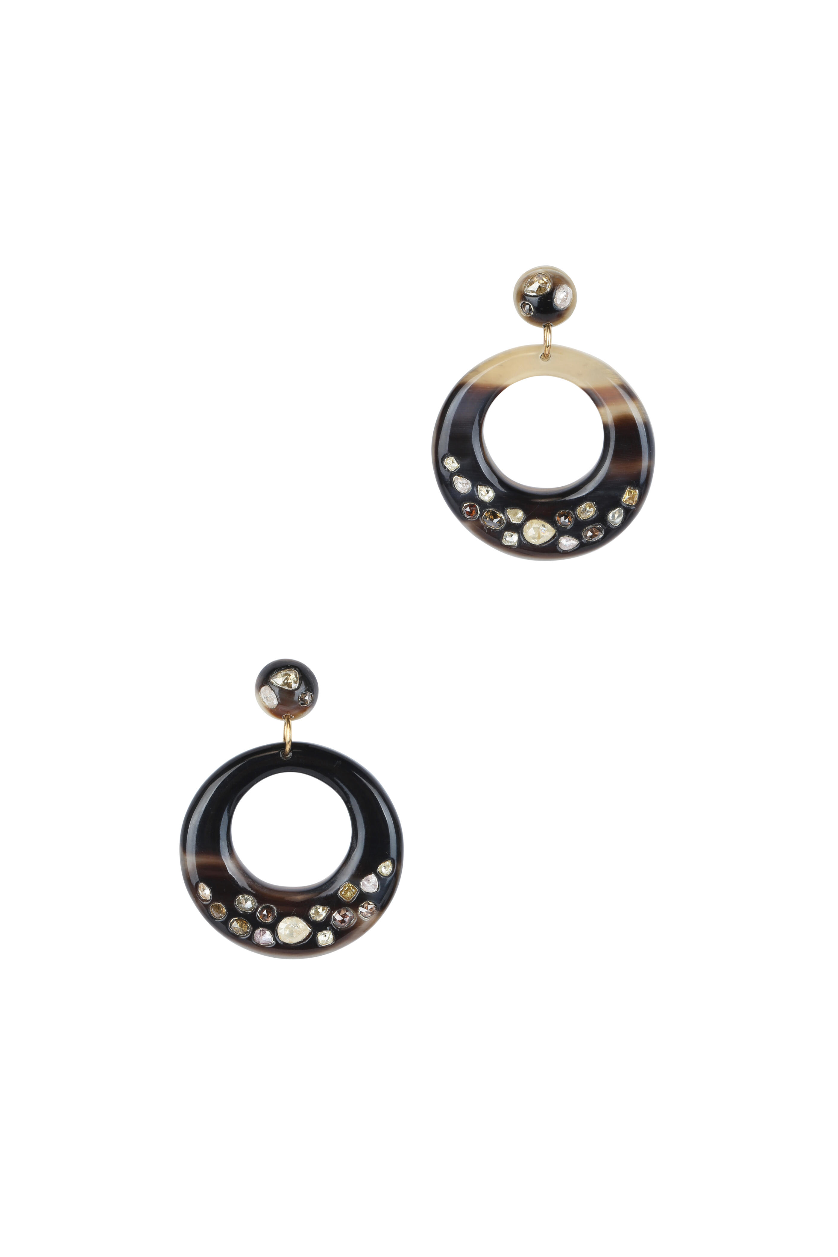 Ashley Pittman - Penelope Mixed Horn Cognac Diamond Earrings