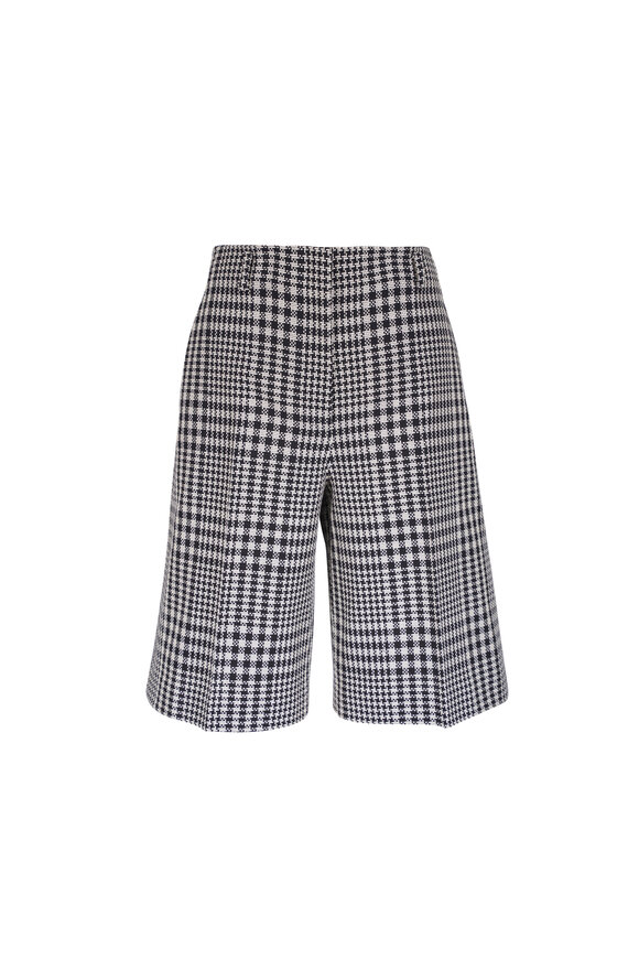 Lafayette 148 New York Clark Black & White Plaid Wide Leg Shorts