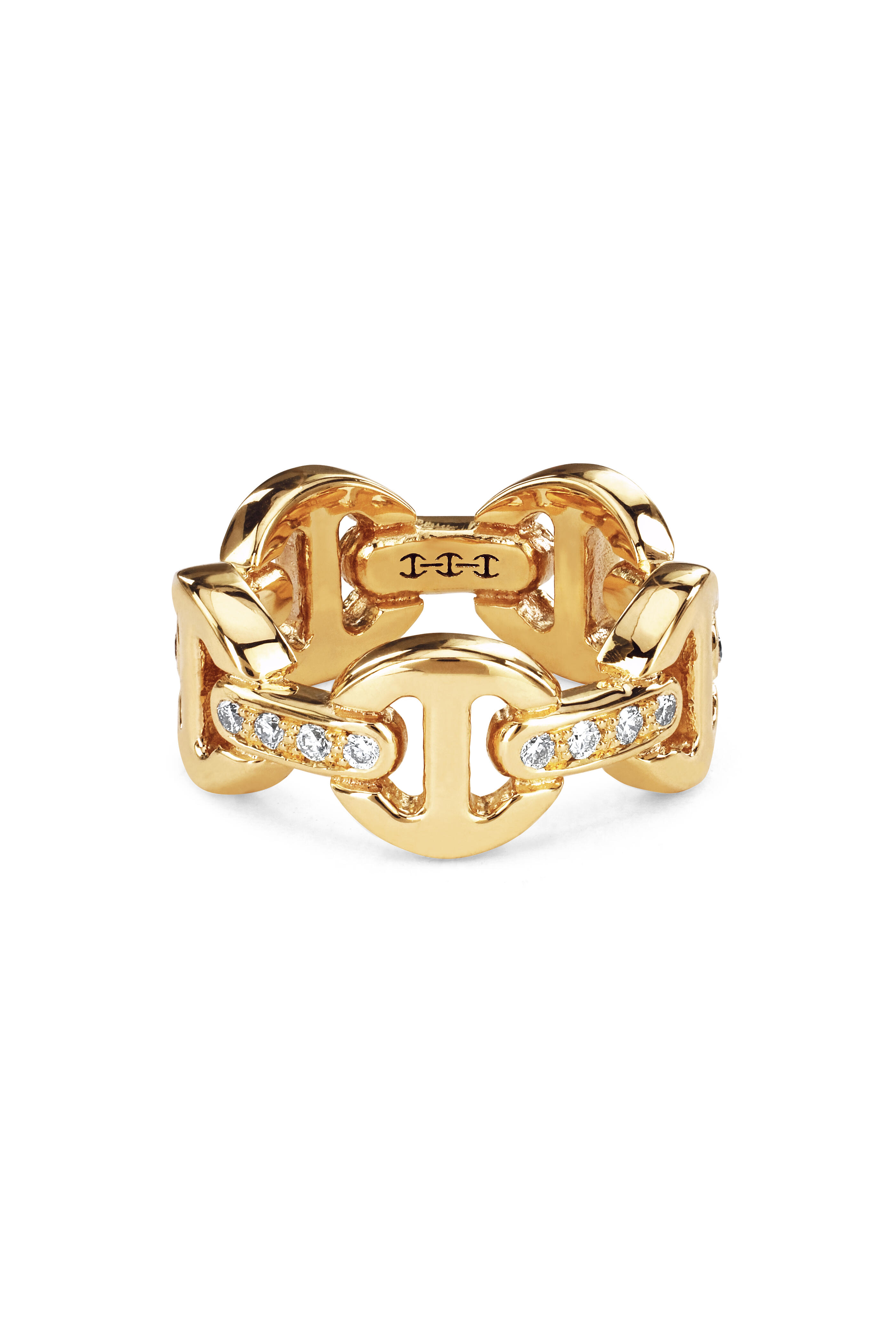 Hoorsenbuhs - 18K Yellow Gold Dame Tri-Link Diamond Bridge Ring