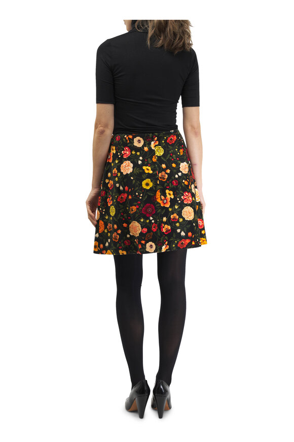 La Double J - Short Botticelli Black Cotton Velvet Skirt