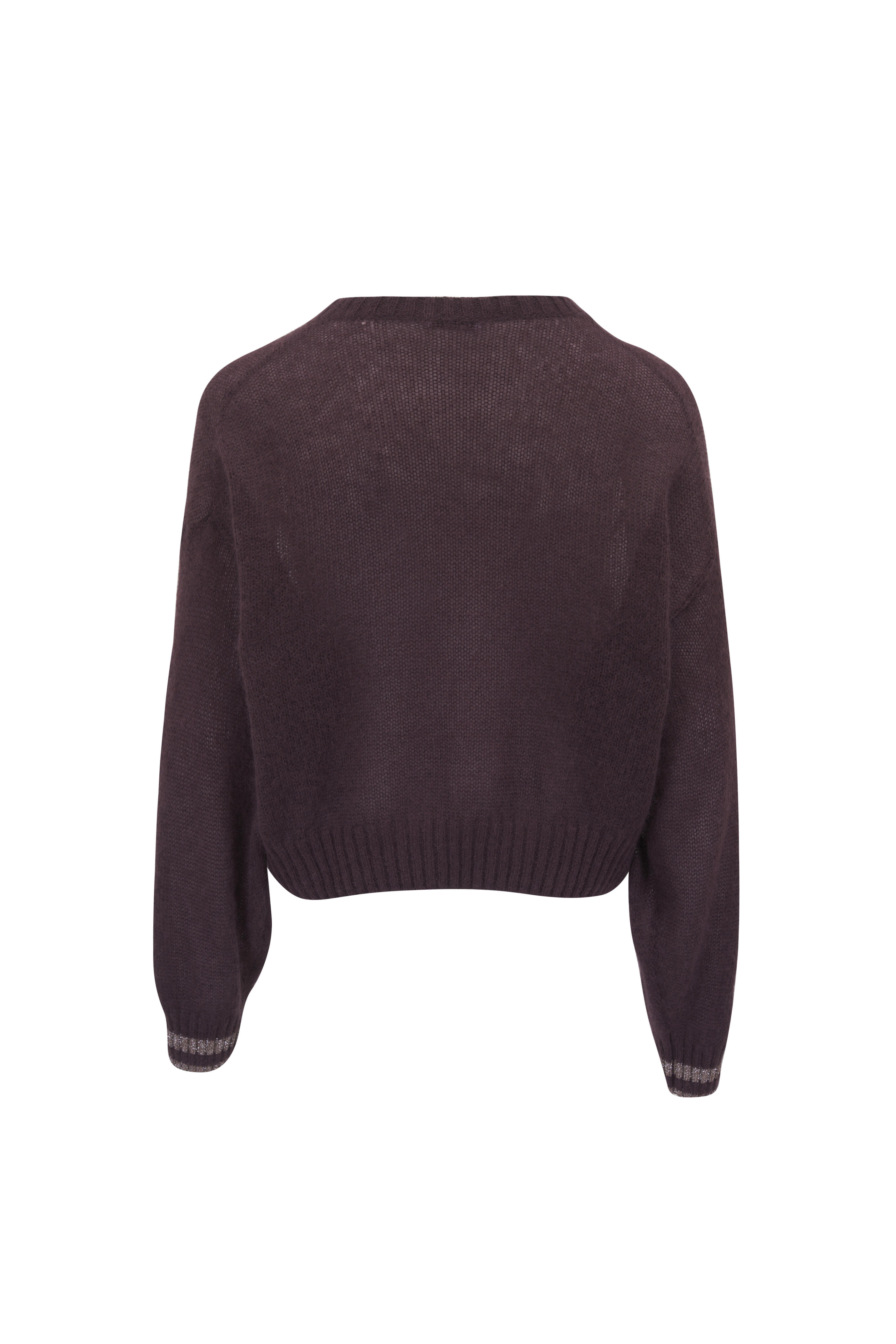 Brunello Cucinelli - Plum Stripe Cuff Sweater