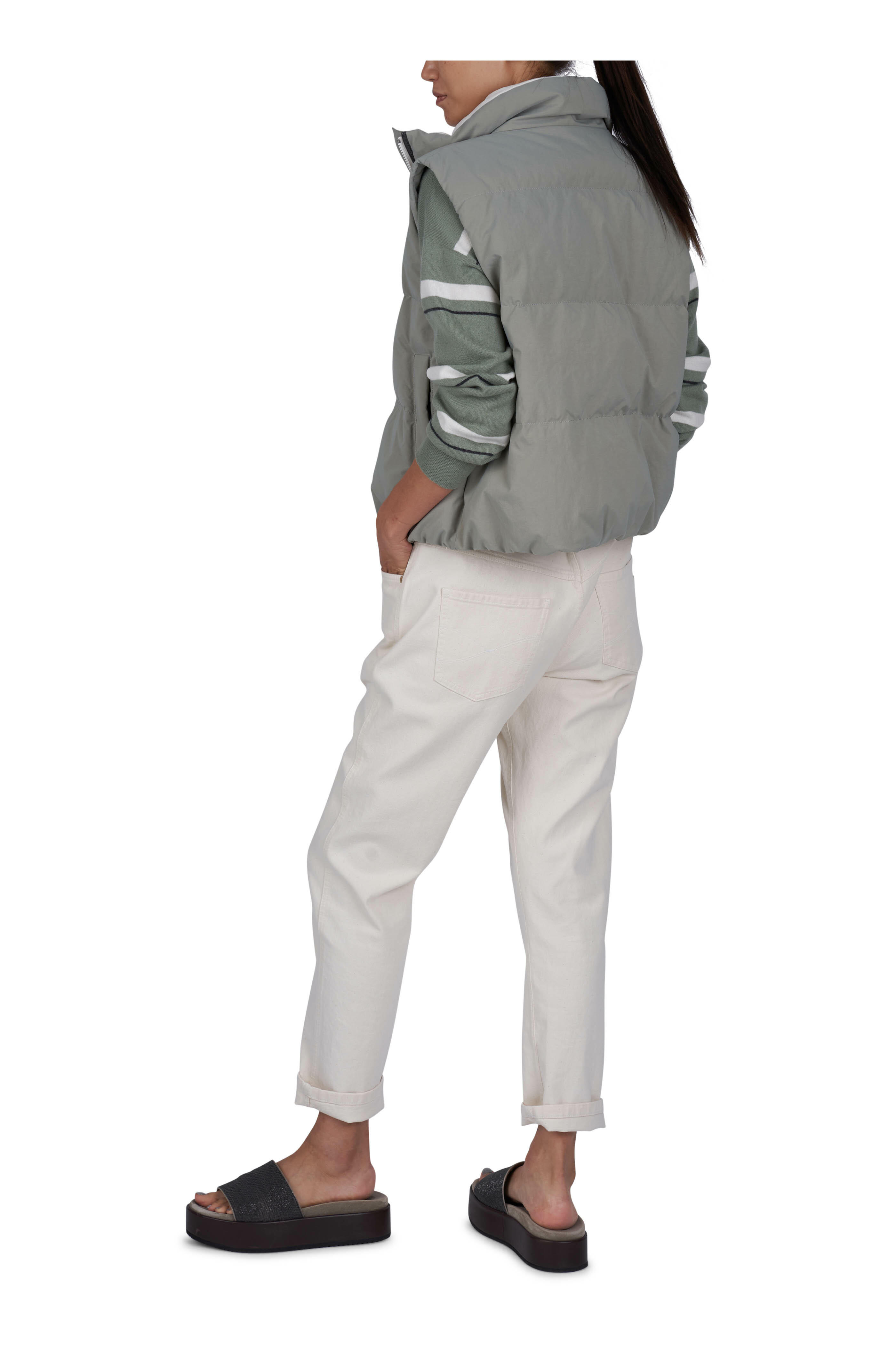 Brunello Cucinelli - Ivory Exposed Button Dyed Pant