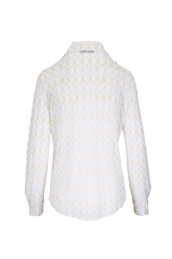 Missoni White & Gold Long Sleeve Button Up Shirt - view 3