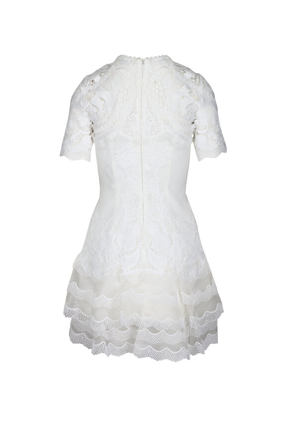 high neck lace midi dress LACE HIGH-NECK MIDI DRESS IN WHITE | CULT MIA