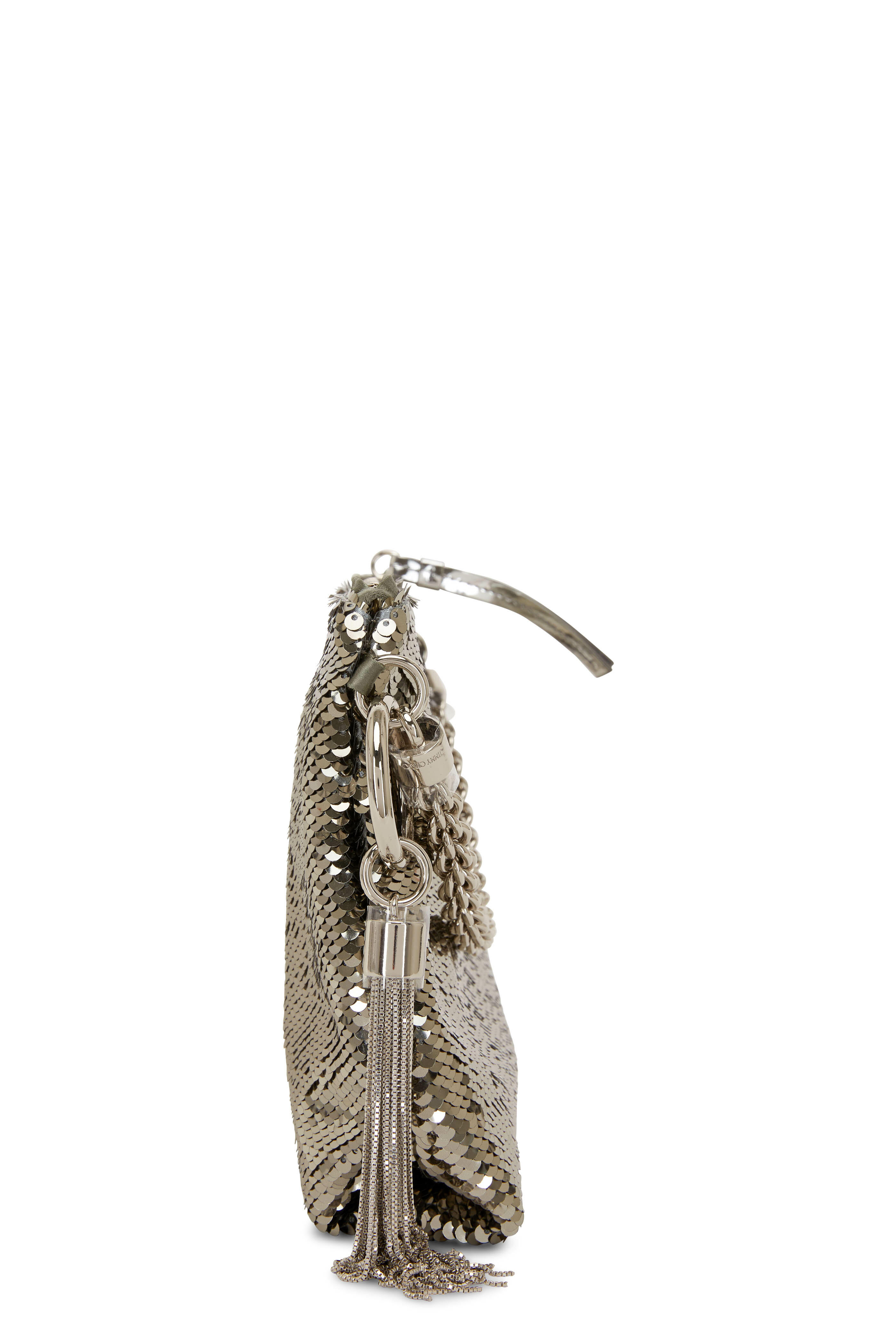 直営店‐Jimmy Choo‐ MICRO QUILTED CHAIN POCHETTE Jimmy Choo - Callie Dark Silver Micro Sequin Evening Bag