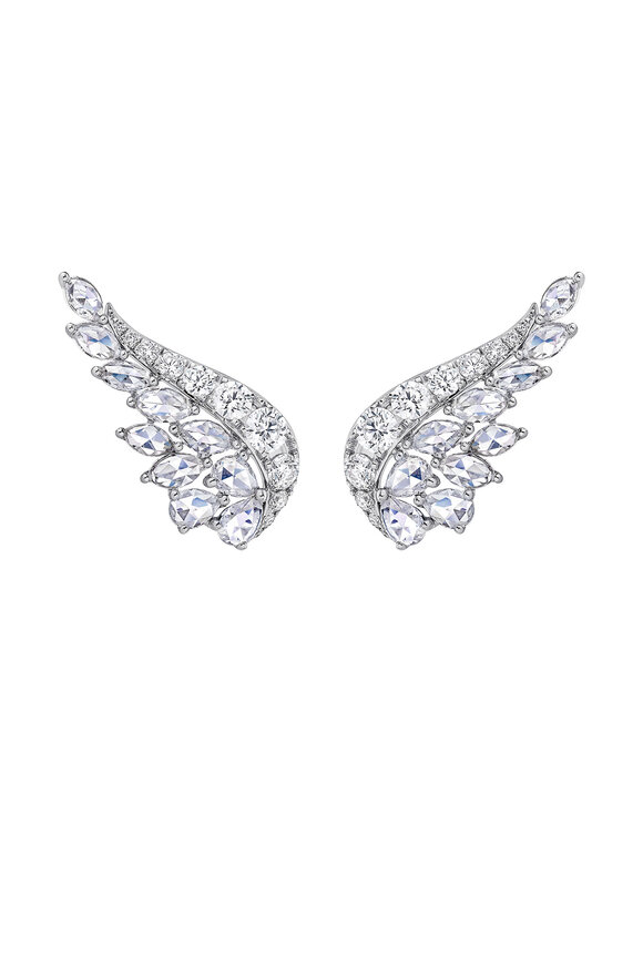 64 Facets Diamond Eclat Angel Wing Climber Earrings