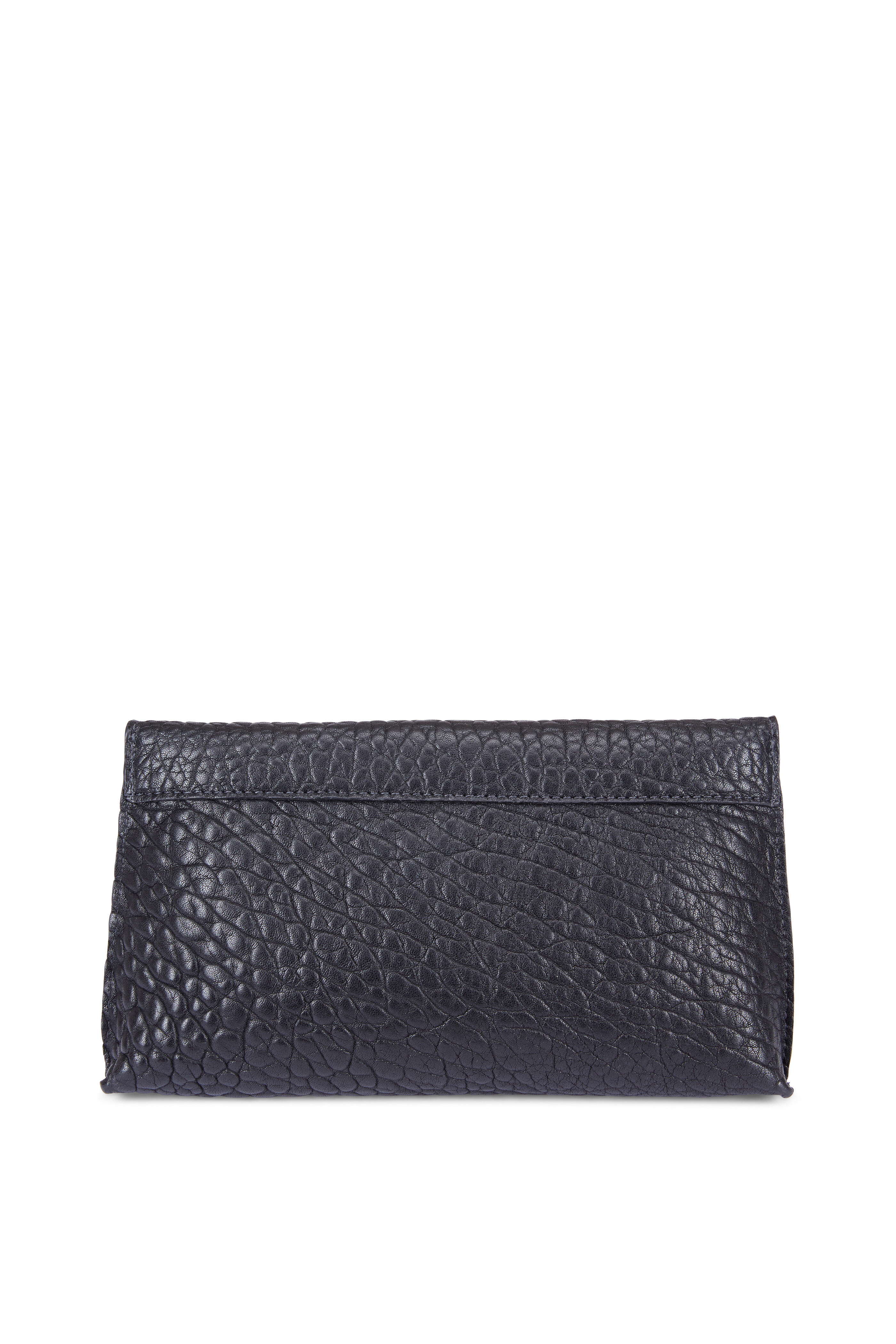 B May Bags - Black Washed Nappa Leather Foldover Clutch