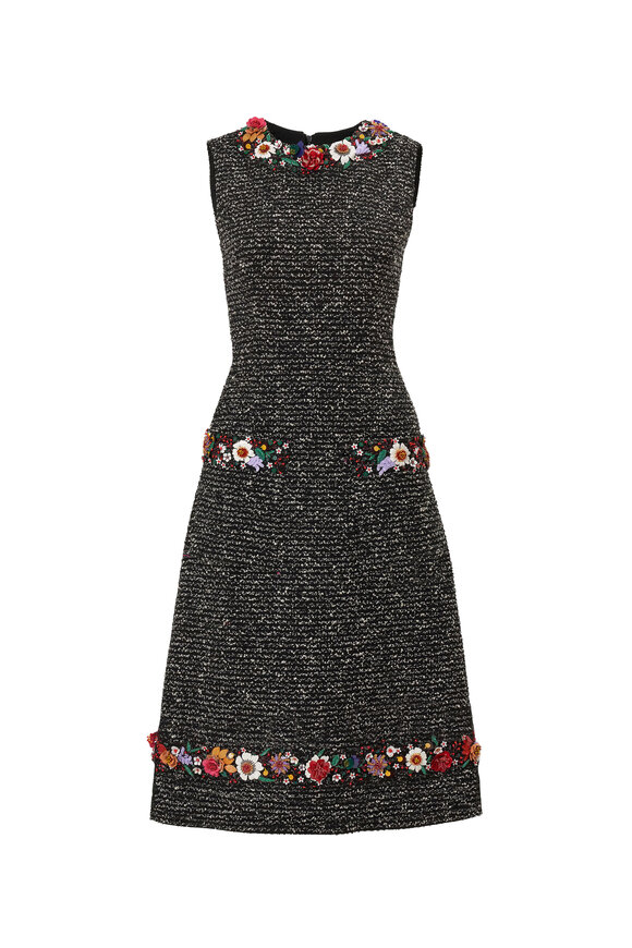 Carolina Herrera Floral Embroidered Tweed Midi Dress - view 1