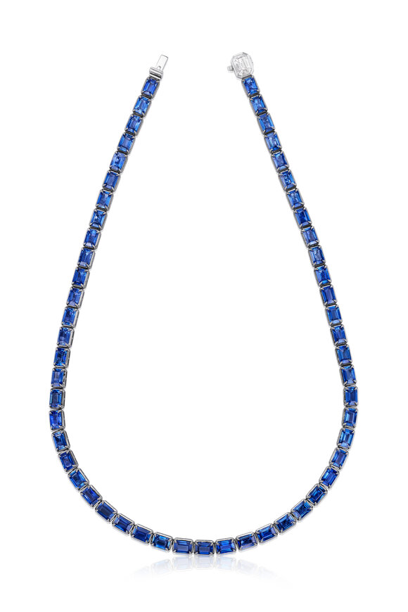 Nam Cho 18k Ceylon Blue Sapphire Riviera Necklace - view 2