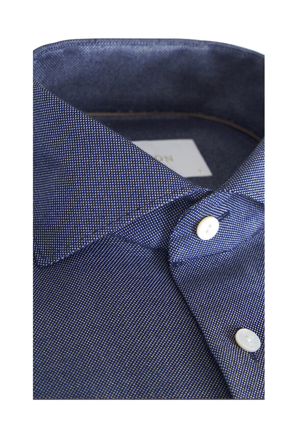 Eton Navy Blue Textured Slim Fit Dress Shirt - view 2