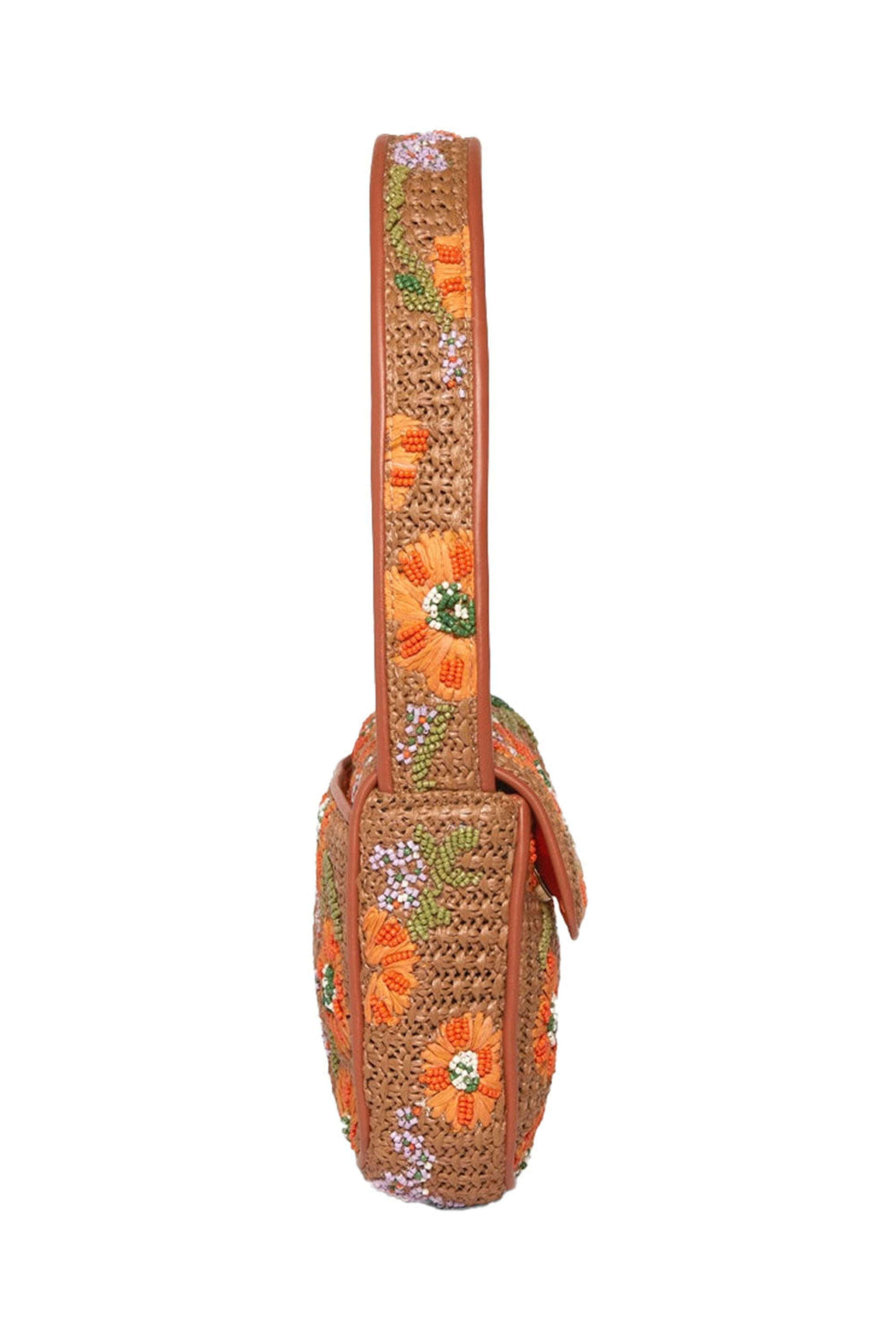 Staud - Tommy Raffia Beaded Bag in California Poppy