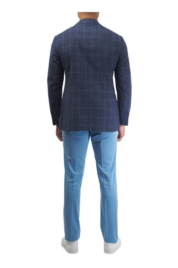 Kiton - Light Blue Mélange Silk, Cashmere & Linen Crewneck