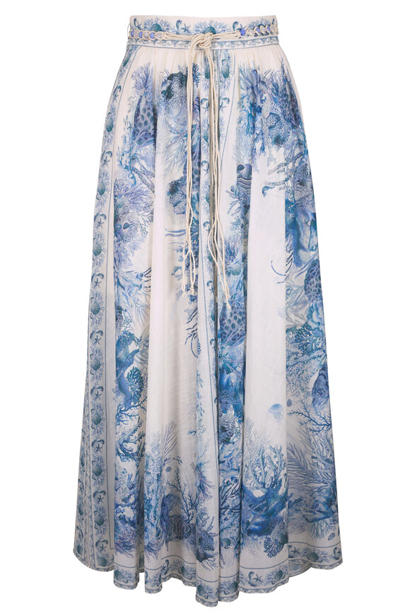 Zimmermann Wanderlust Blue Toile A-Line Maxi Skirt