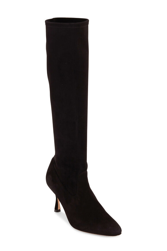 Manolo Blahnik - Pamfilo Black Suede Sock Boots, 70mm