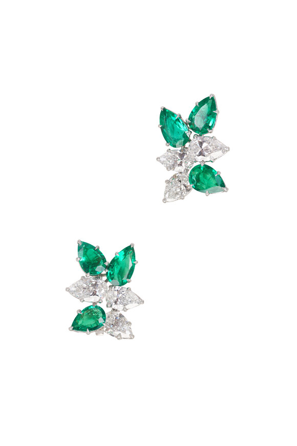 Vintage Collection Platinum Emerald & Diamond Earrings