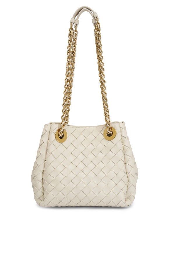 Bottega Veneta Small Parachute Chain Sea Salt Woven Leather Bag