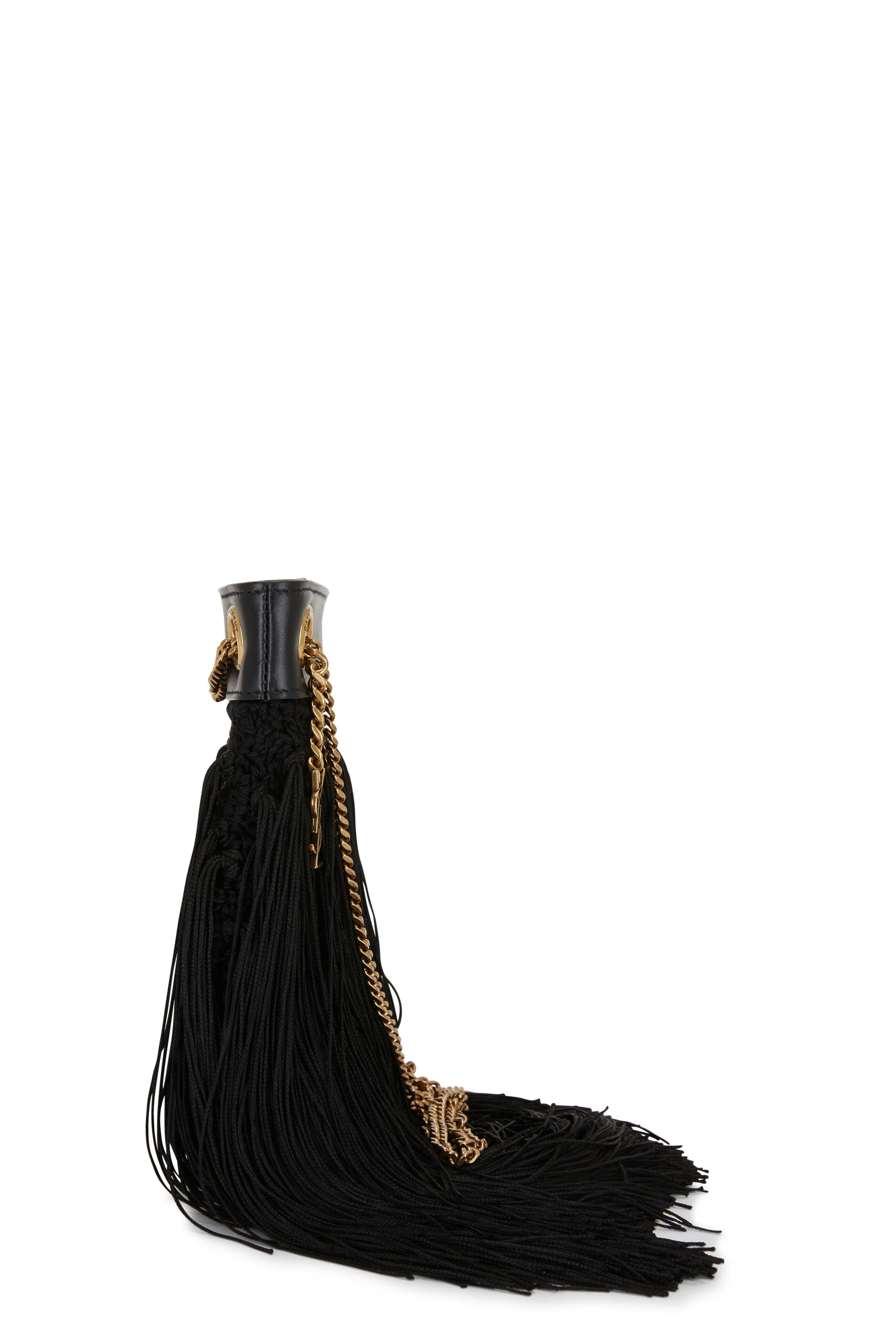 Saint Laurent - Grace Black Suede Fringe Small Bag