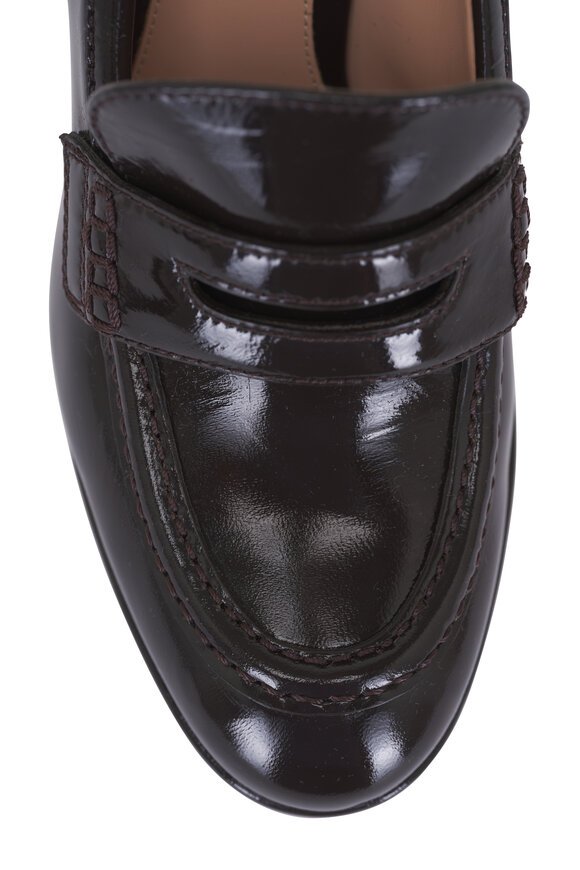 Gianvito Rossi Moka Brown Loafer Pump, 100mm - view 6
