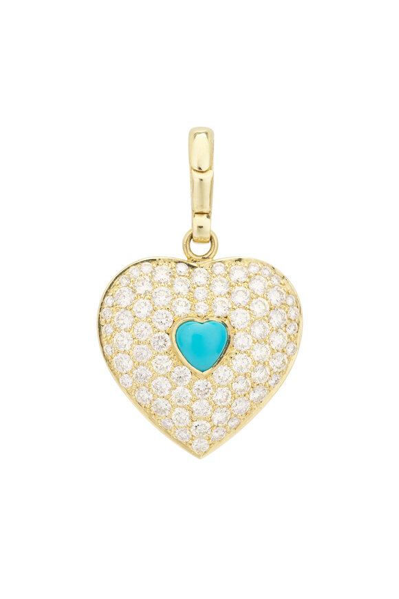 Jenna Blake Diamond & Turquoise Palm Heart Pendant