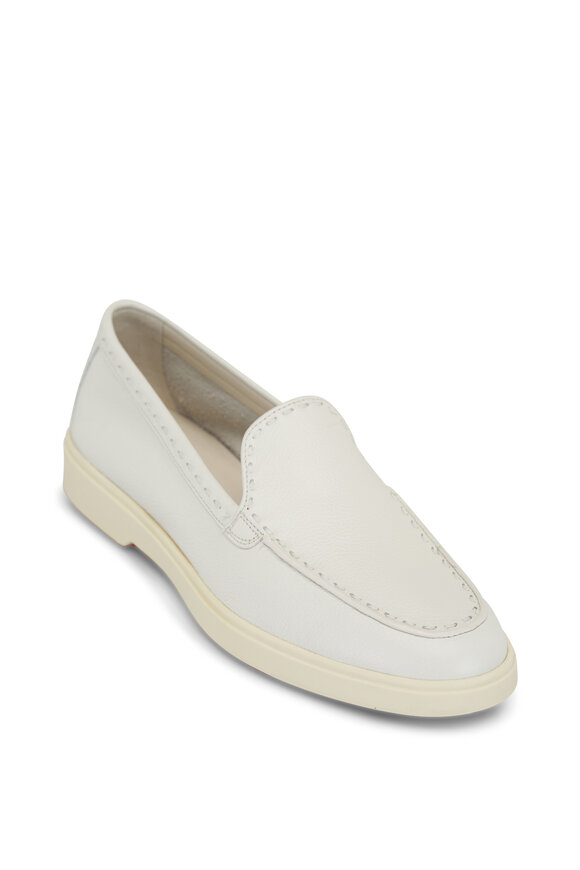 Santoni Yalta Row White Leather Loafer