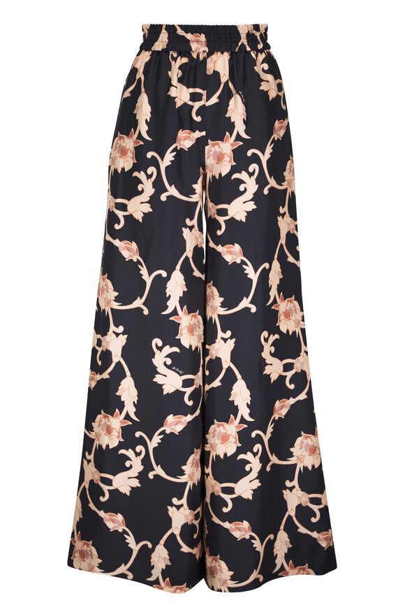 La DoubleJ Multicolor Print Silk Twill Palazzo Pant - view 1