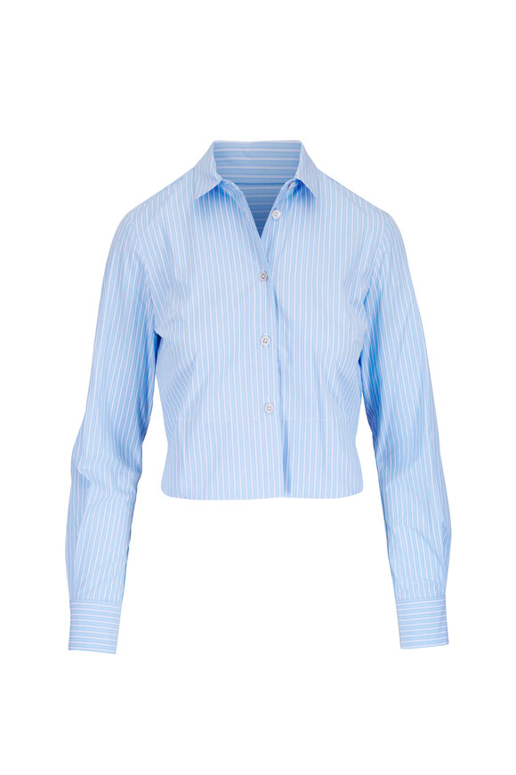 Odeeh Light Blue & White Stripe Cotton Blouse