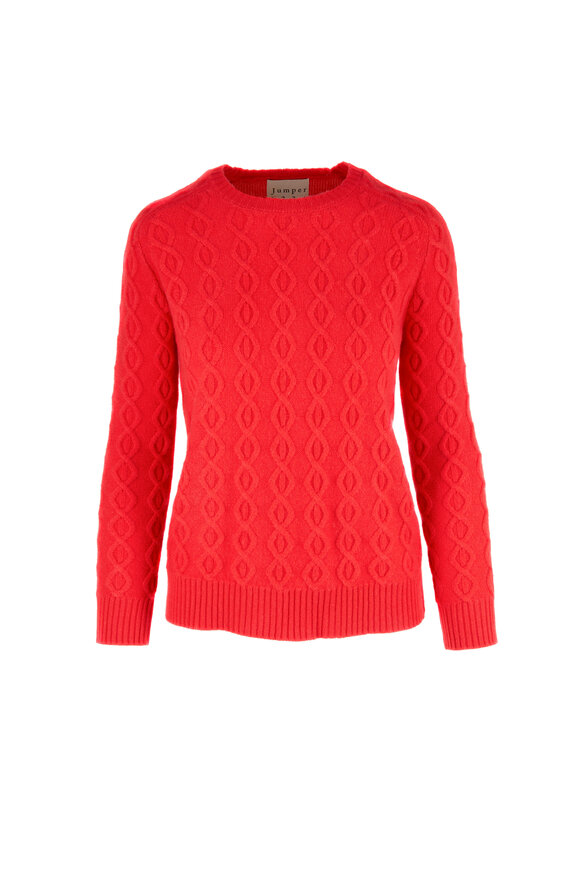 Jumper 1234 - Crimson Chain Stitch Cashmere Sweater