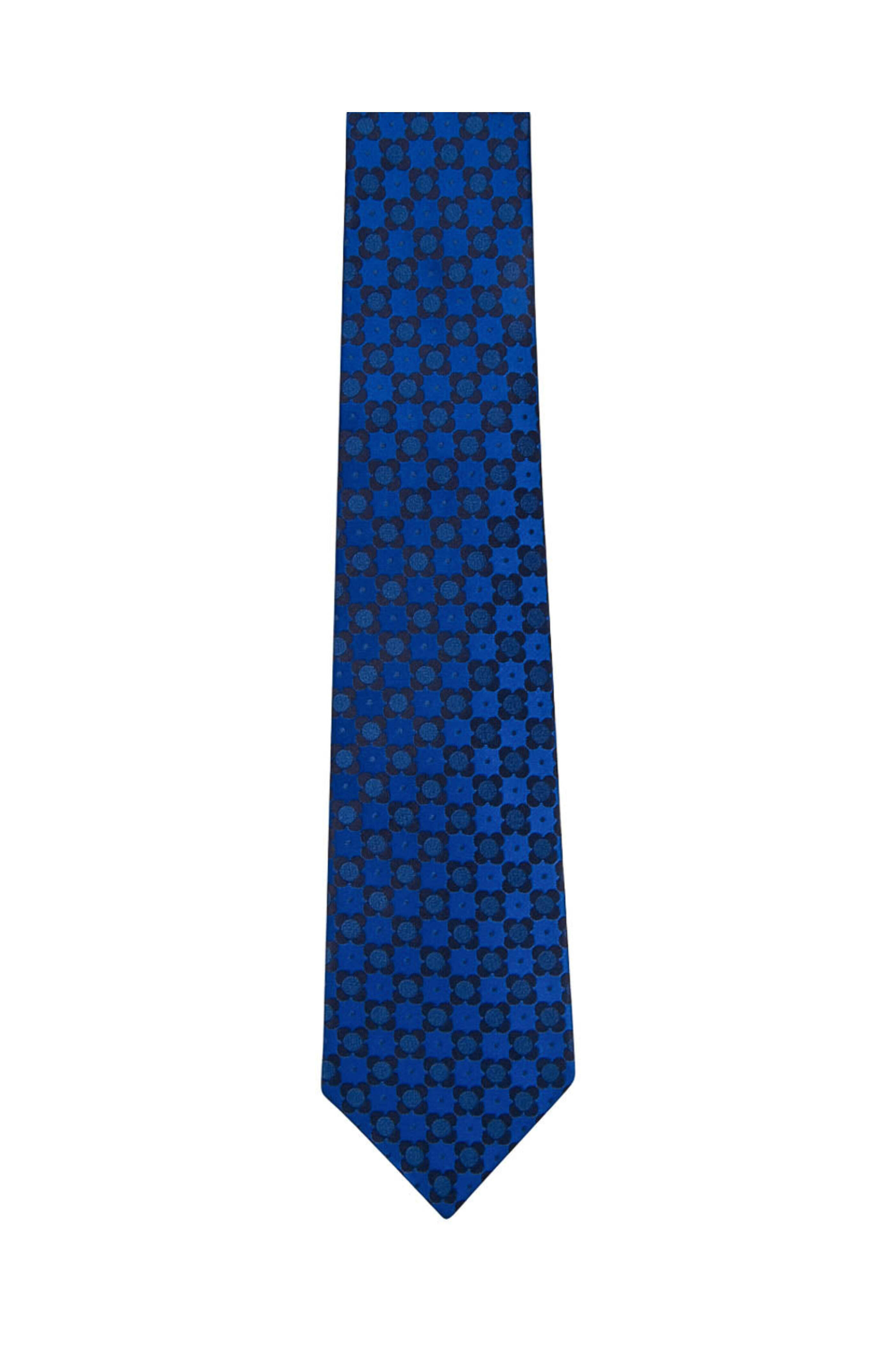 Kiton - Royal Blue Geometric Floral Tie