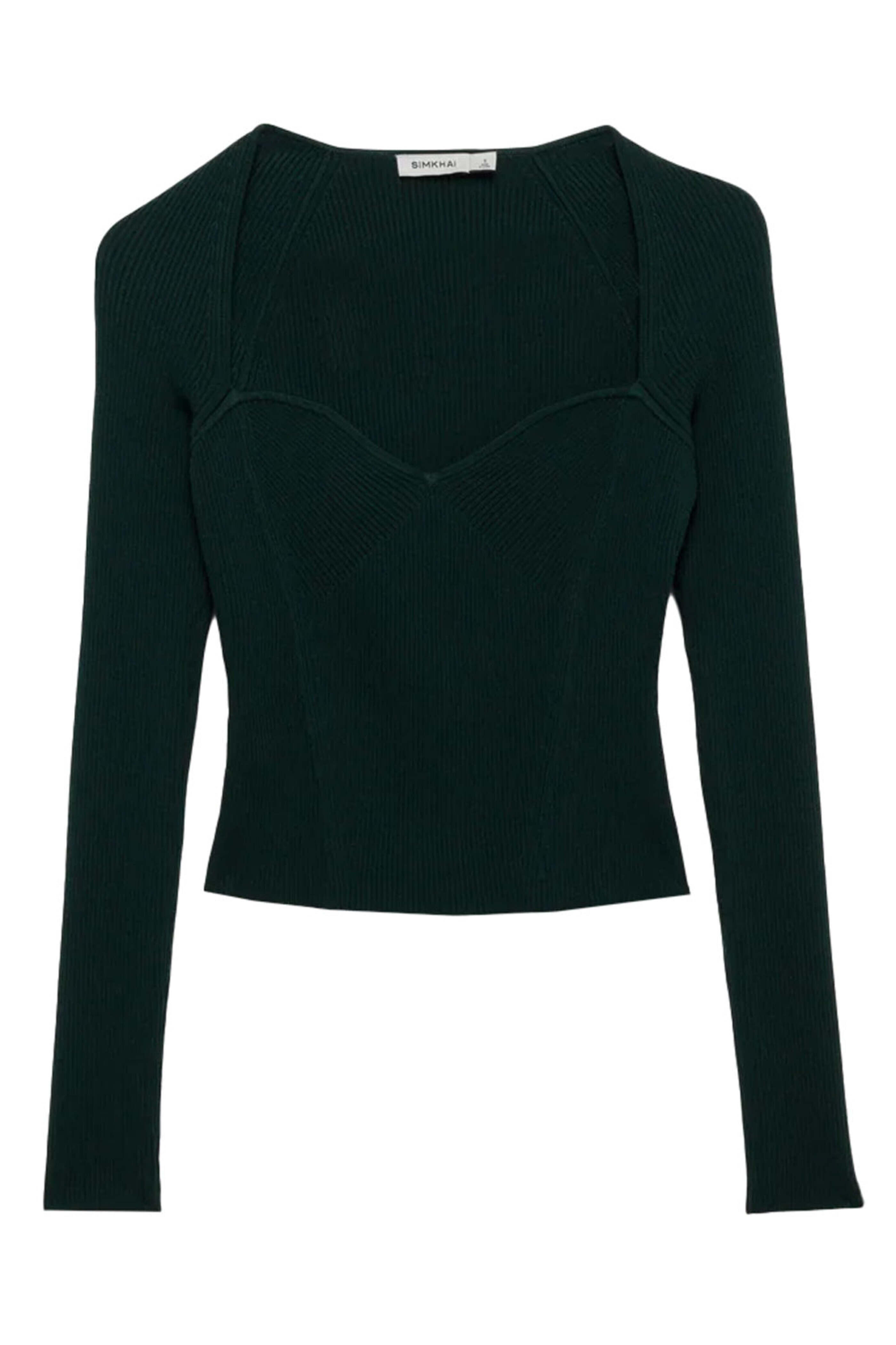 Simkhai - Emerald Giuliana Long Sleeve Sweetheart Top