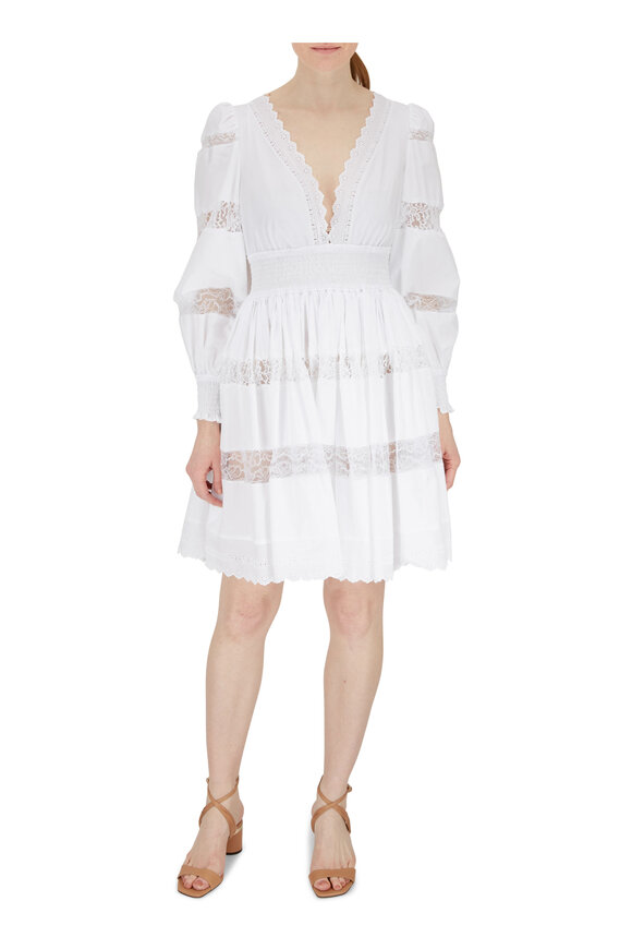 Dolce & Gabbana - White All Over Lace Inset Long Sleeve Dress