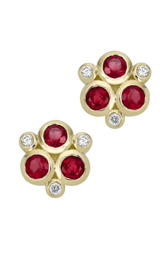 Temple St. Clair Ruby & Diamond Trio Studs