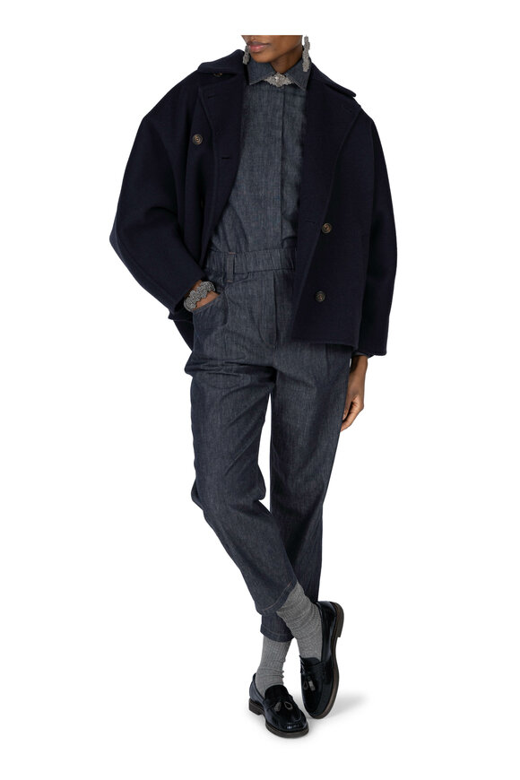 Brunello Cucinelli - Navy Blue Couture Wool & Cashmere Short Coat