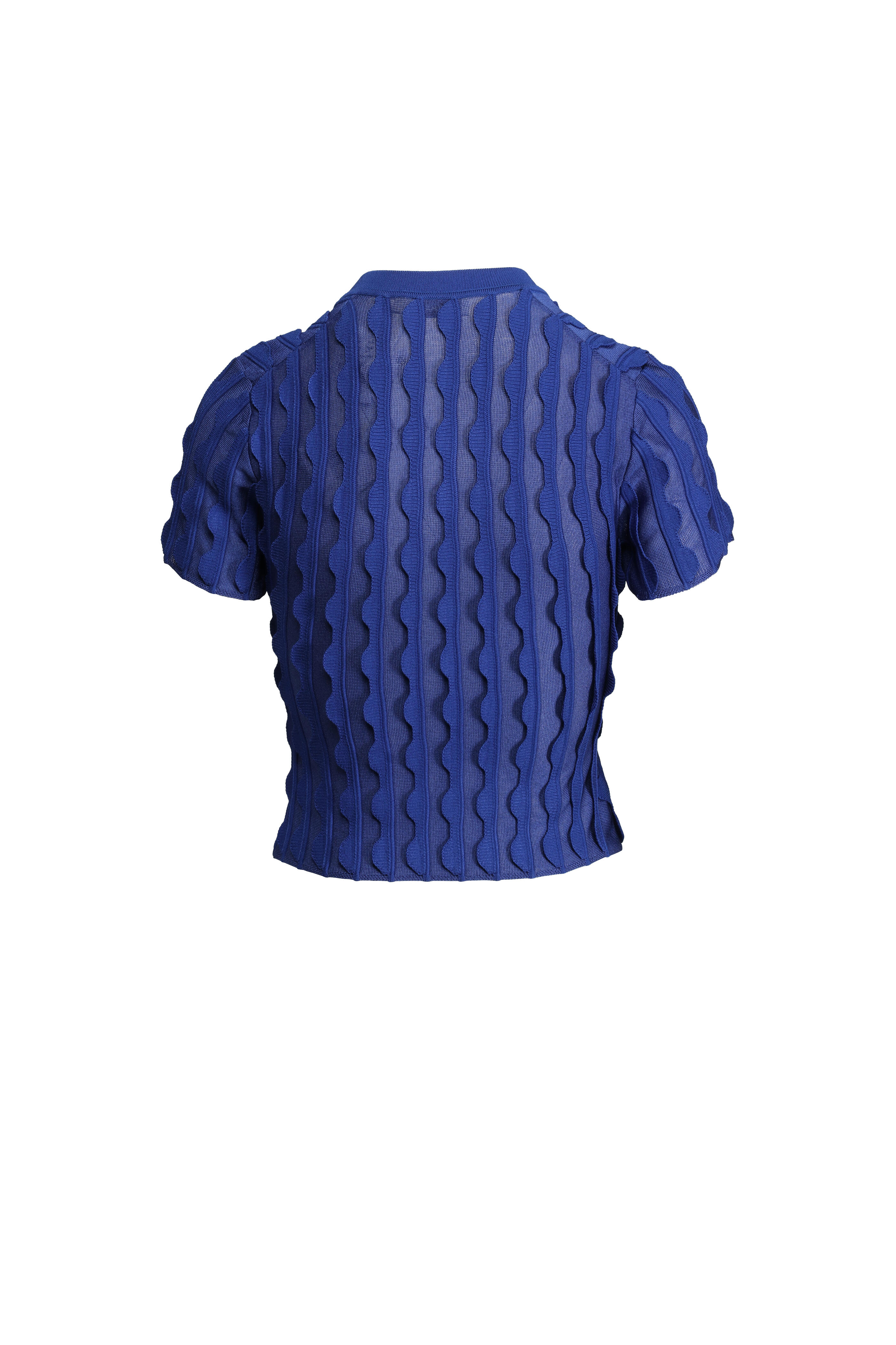 Simkhai - Mallorie Blue Scalloped Knit Polo