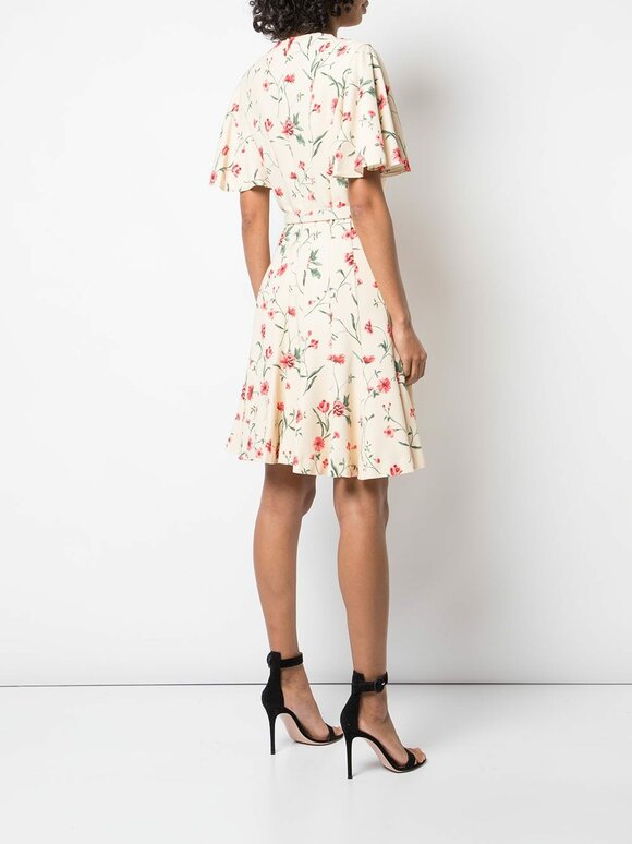 Michael Kors Collection - Nude & Rosewood Floral Cady Dance Dress