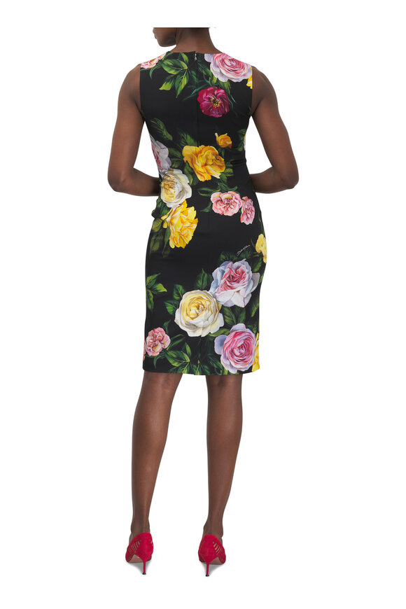 Dolce & Gabbana - Black Peony & Rose Print Midi Dress