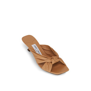Jimmy Choo - Avenue 50 Caramel Leather Square Toe Mule, 50mm