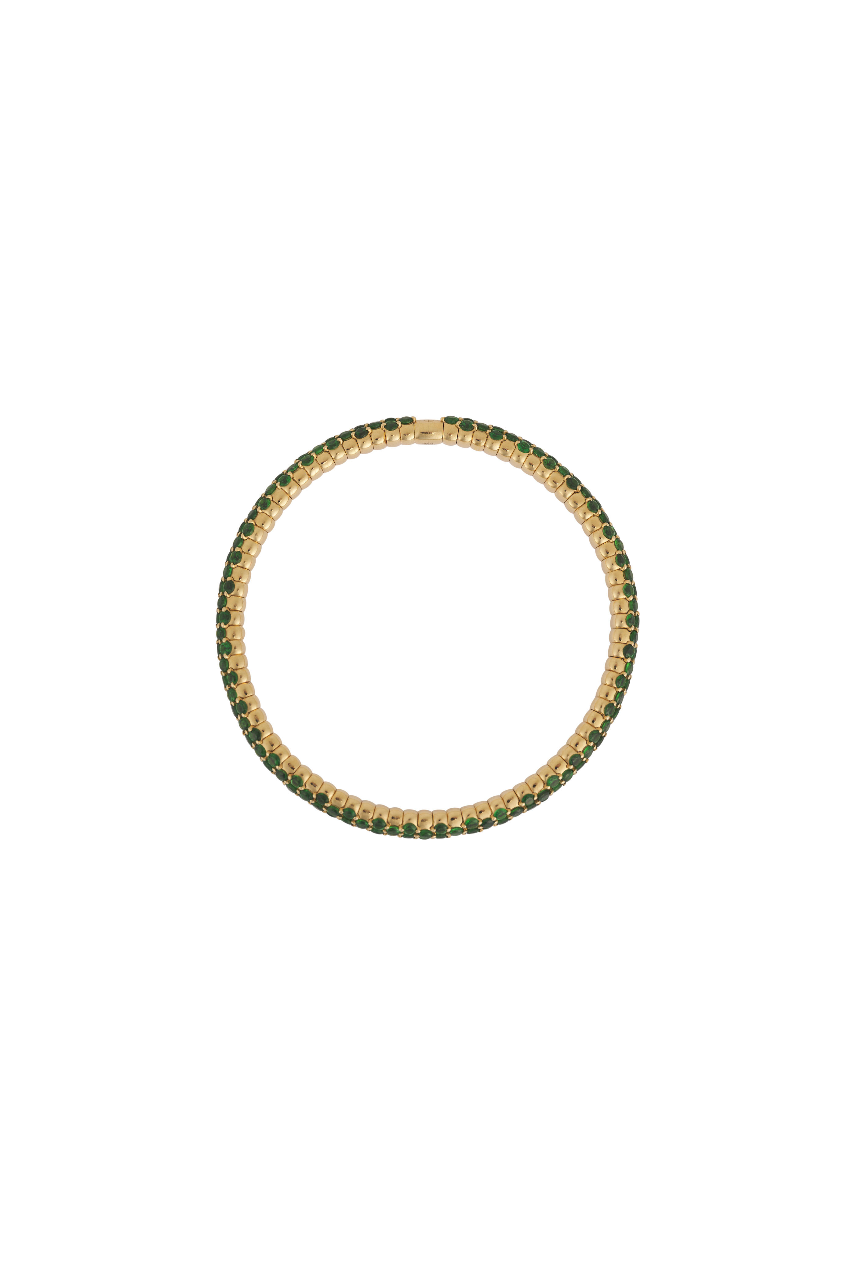 ZYDO - 18k Yellow Gold Tsavorite Slim Stretch Bracelet - view 4