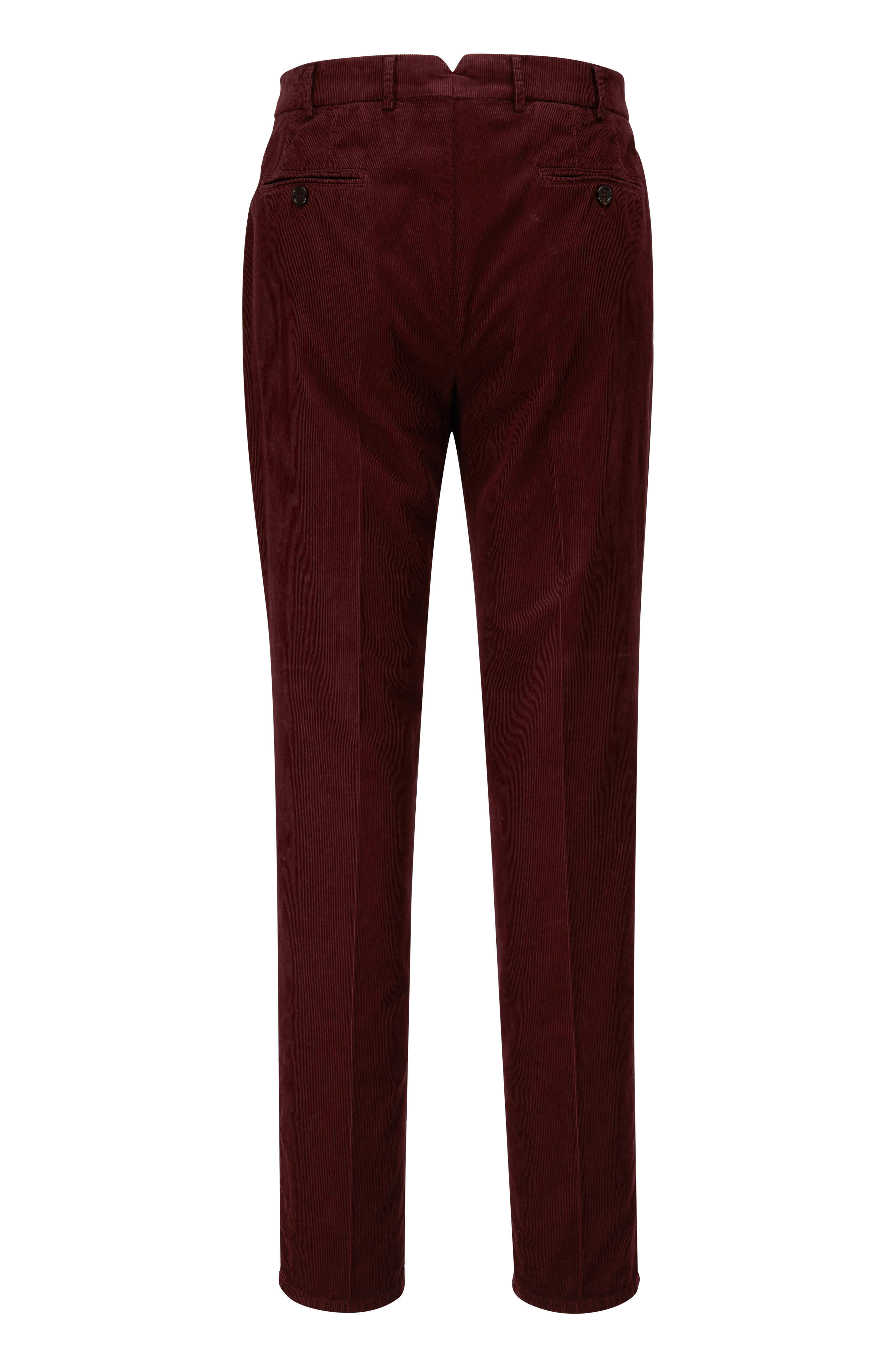 Brunello Cucinelli - Burgundy Italian Fit Corduroy Pant