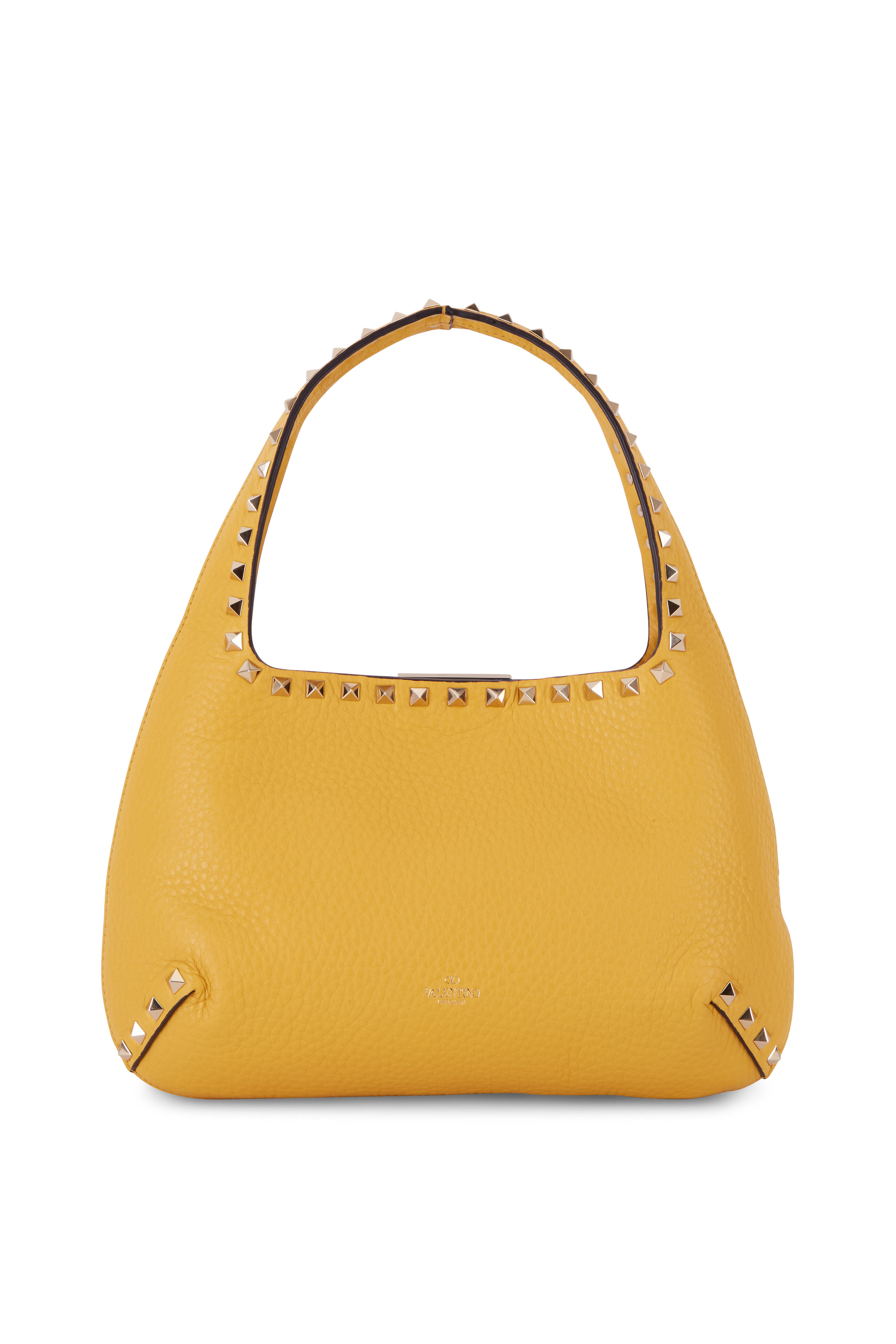 Valentino - Rockstud Golden Yellow Small Hobo Bag